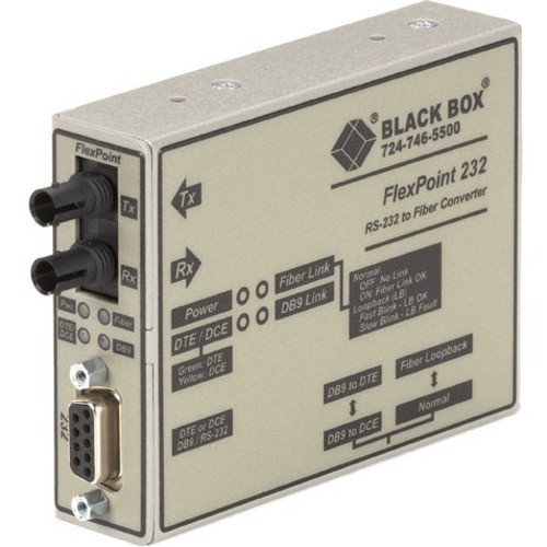 Black Box FlexPoint Modular Media Converter, RS-232 to Fiber, Single-Mode, 30