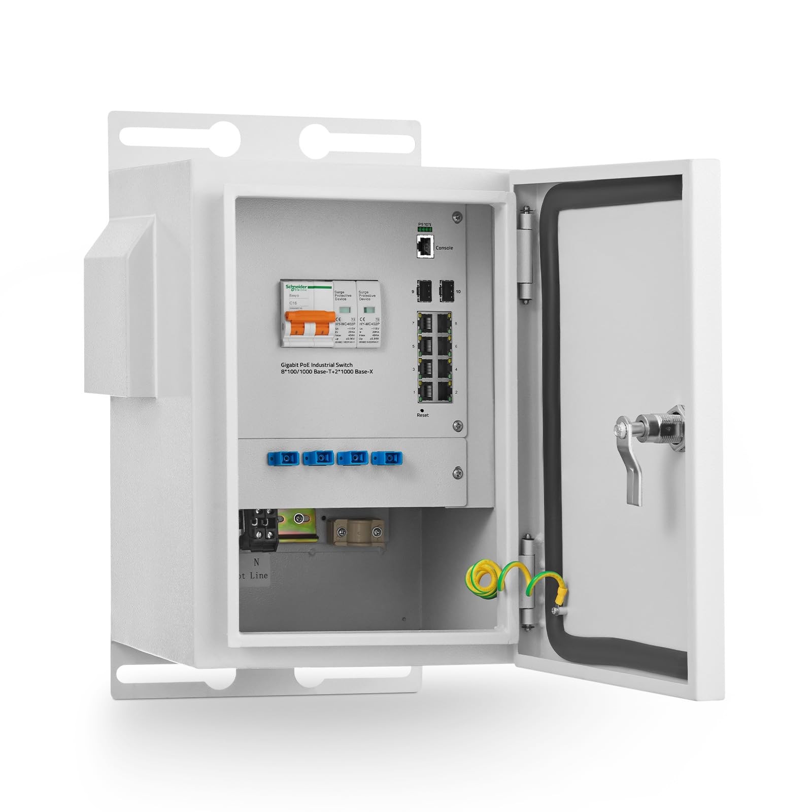 MokerLink Indoor/Outdoor Enclosure with Integrated 8 Port Gigabit PoE+ Manage...