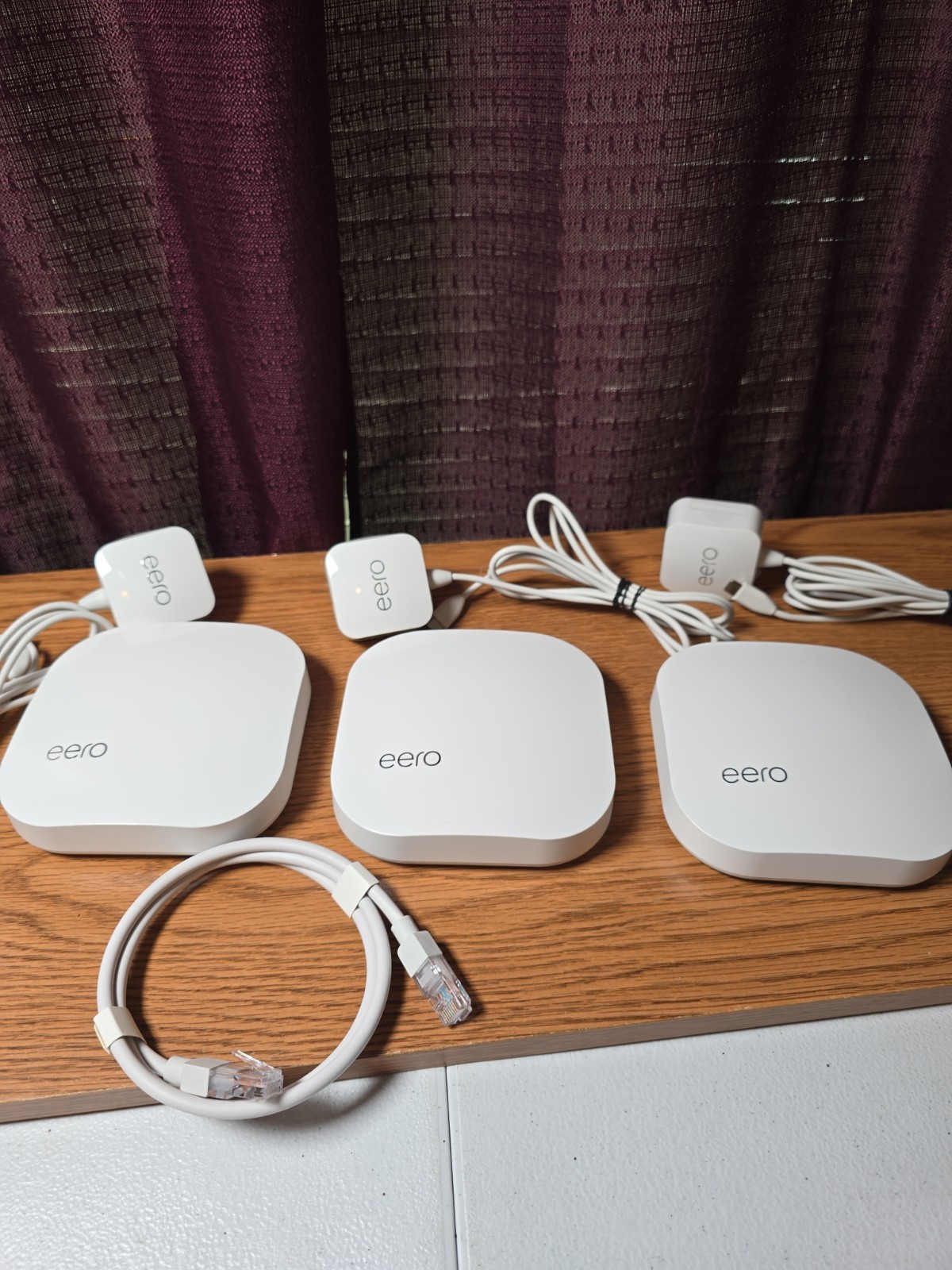 eero Pro Mesh Wi-Fi Router System 3-Pack White B010001 With Original Cables