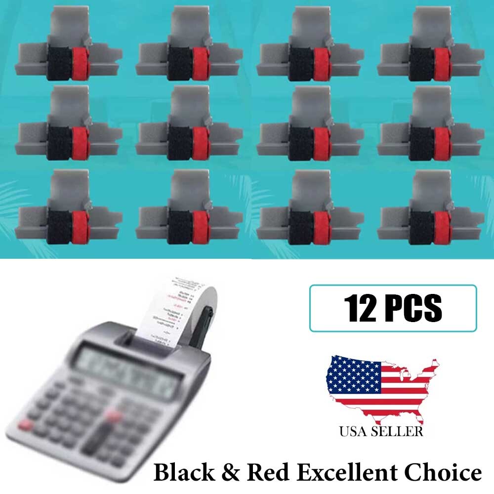 12pcs IR-40T Black & Red Calculator Ink Rollera for CP13 NR42 IR40T Sharp Casio