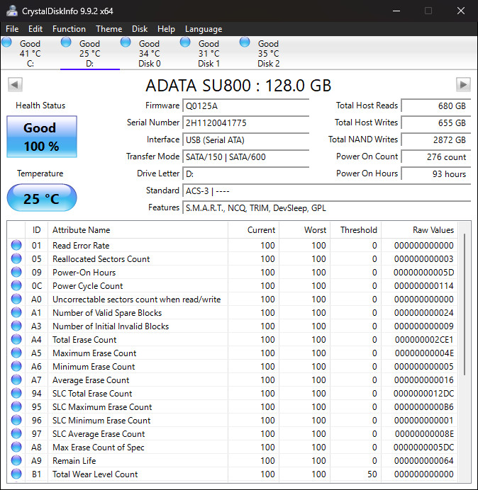ADATA Ultimate SU800 128GB Internal 2.5 inch (ASU800SS128GT) Solid State Drive