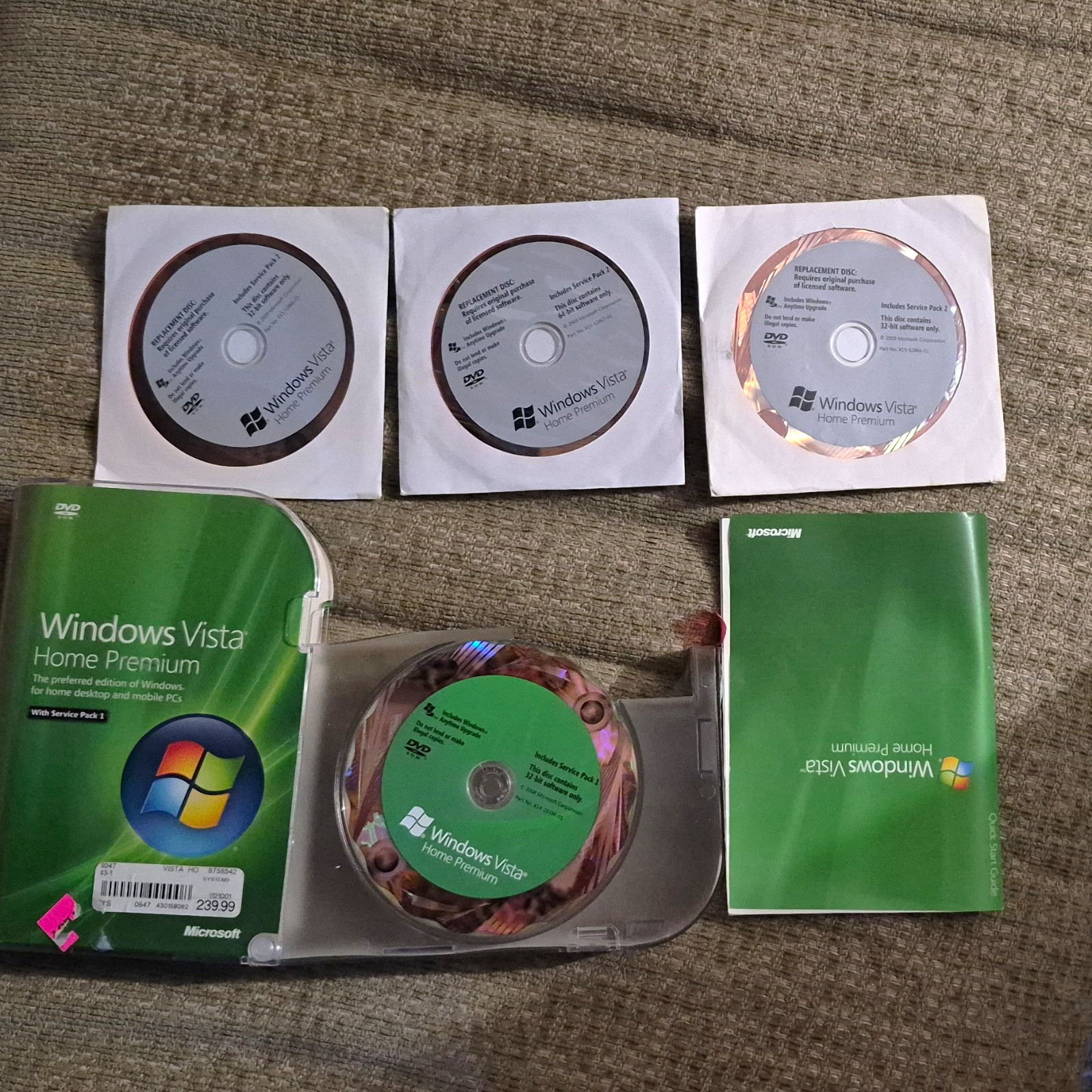Microsoft Windows Vista Home Premium DVD SP1 32/64-bit English w/ Manual