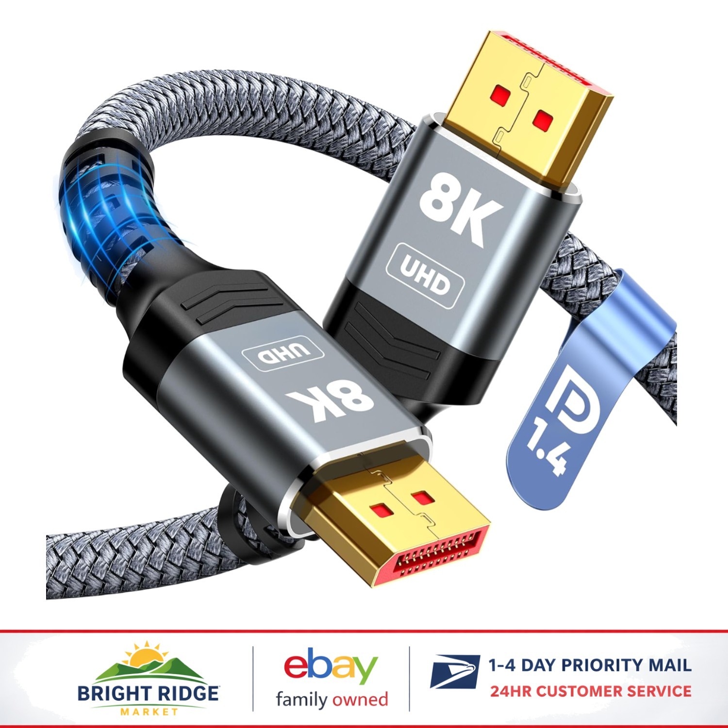 15FT DisplayPort Cable, VESA Certified 8K@60Hz, Great for HDR Gaming Experience