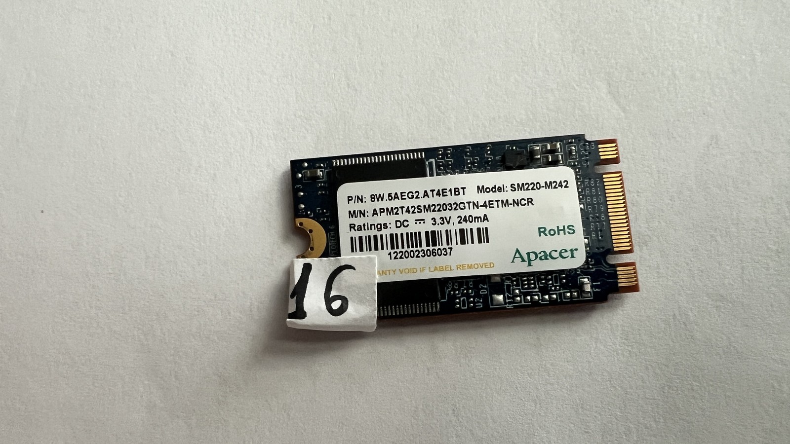Apacer 32GB M.2 2242 SATA SSD SM220-M242 APM2T42SM22032GTN-4ETM-NCR 16