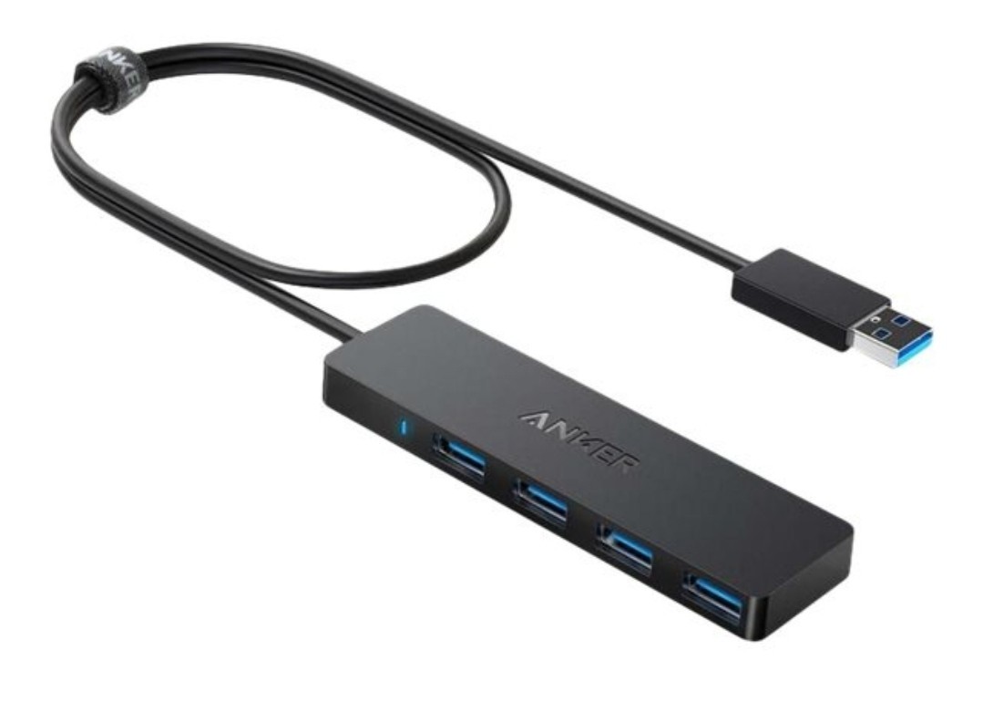 Anker 4-Port Ultra Slim USB 3.0 Hub with Power Adapter High-Speed Data Transfer