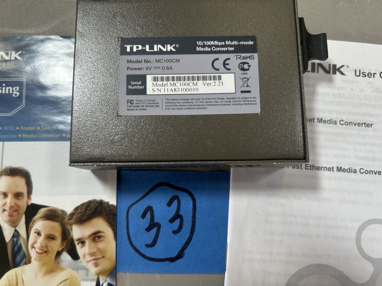 TP-Link MC100CM 10/100Mbps Fast Ethernet Fiber Optic Multi-Mode Media Converter