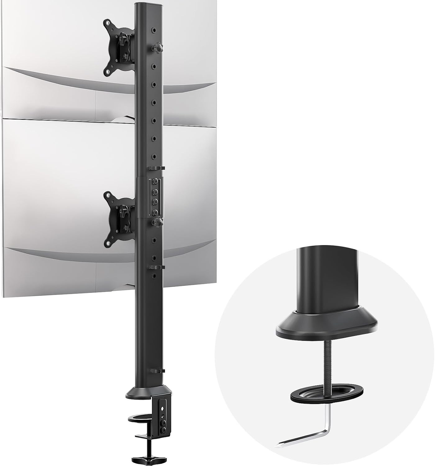 HEMUDU Dual Monitor Articulating Desk Mount Arm Stand - Vertical Stack
