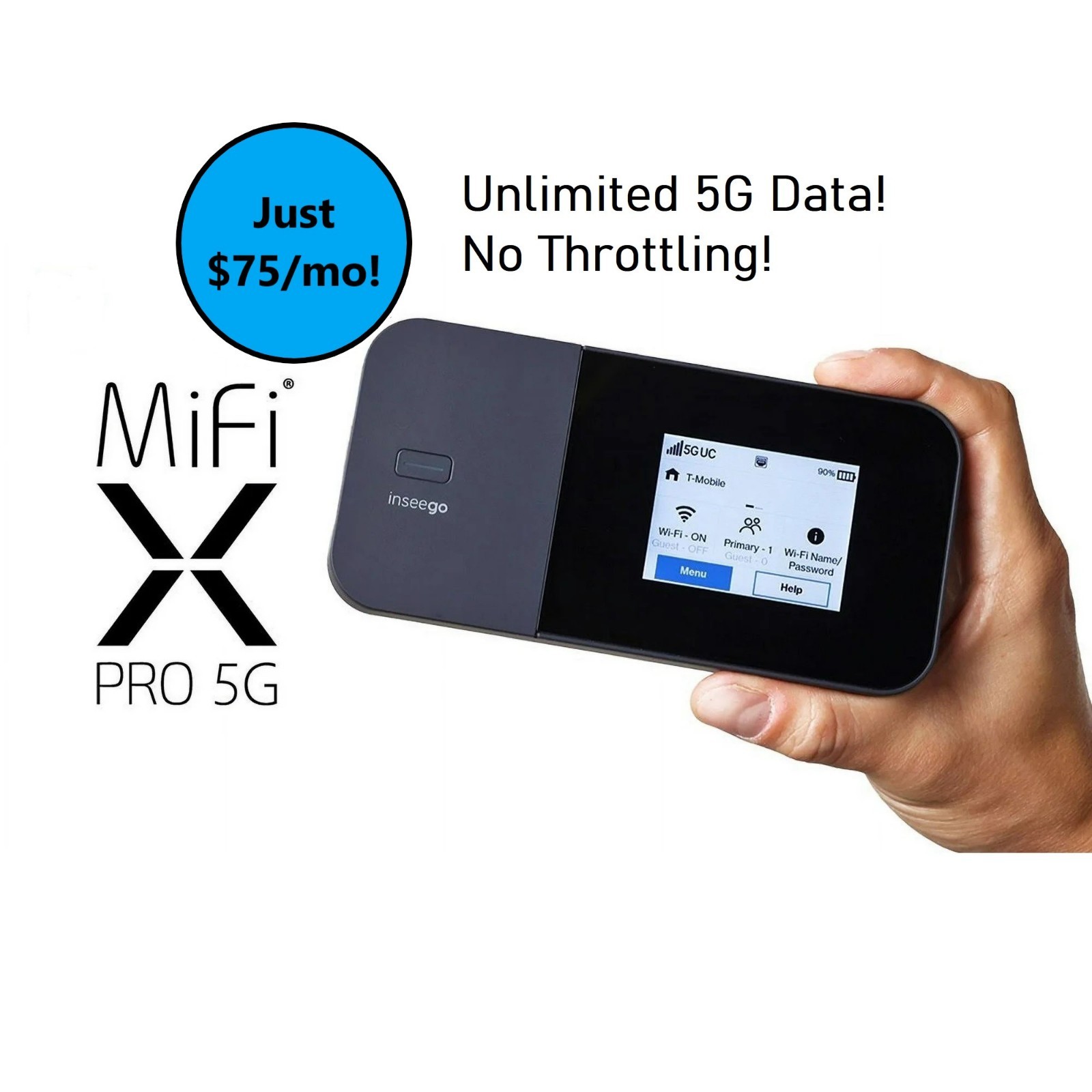 Inseego Mifi X Pro 5G WiFi Hotspot + Unlimited ATT 4G/5G Data Plan
