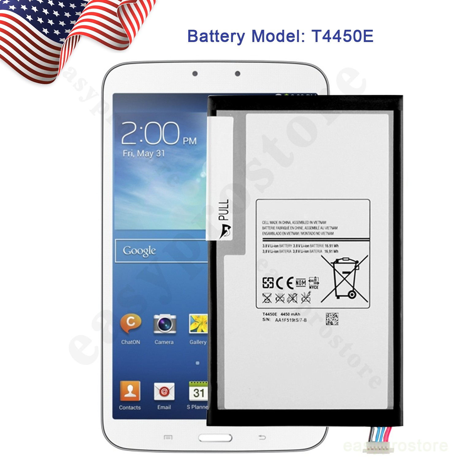 New 4450mAh T4450E BATTERY FOR SAMSUNG GALAXY TAB 3 8.0 SM-T310 T315 T311 USA