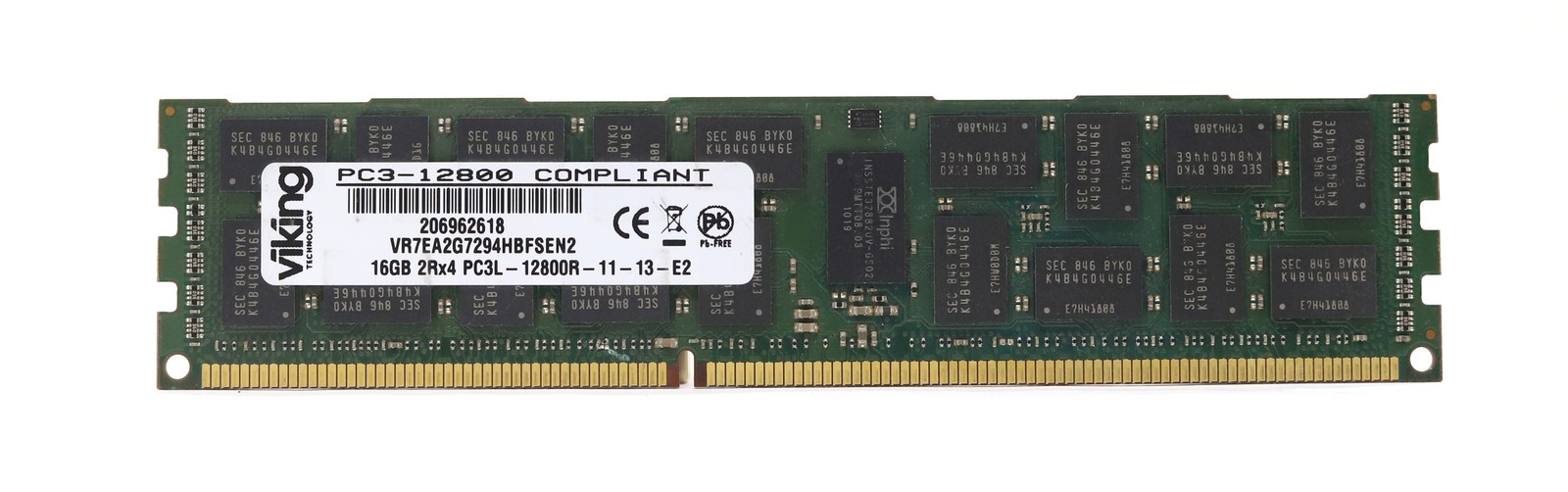 Viking 16GB 2Rx4 PC3L-12800R-11-13-E2 ECC REG Server RAM P/N: VR7EA2G7294HBFSEN2