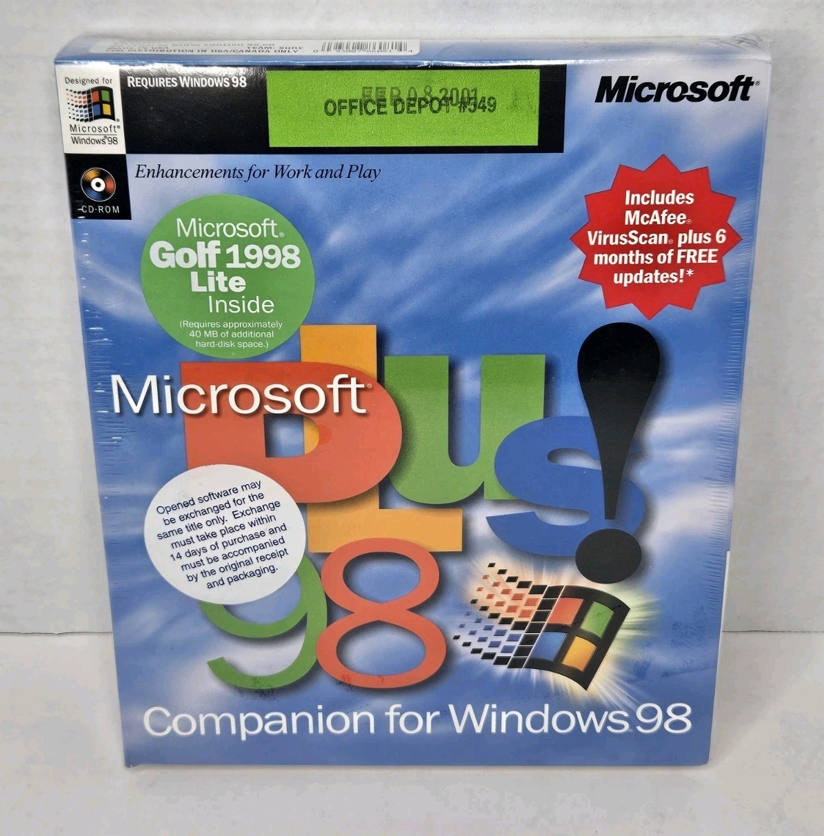 Microsoft Plus for Windows 98 - Companion for Windows 98 Cd-rom Big Box NEW 