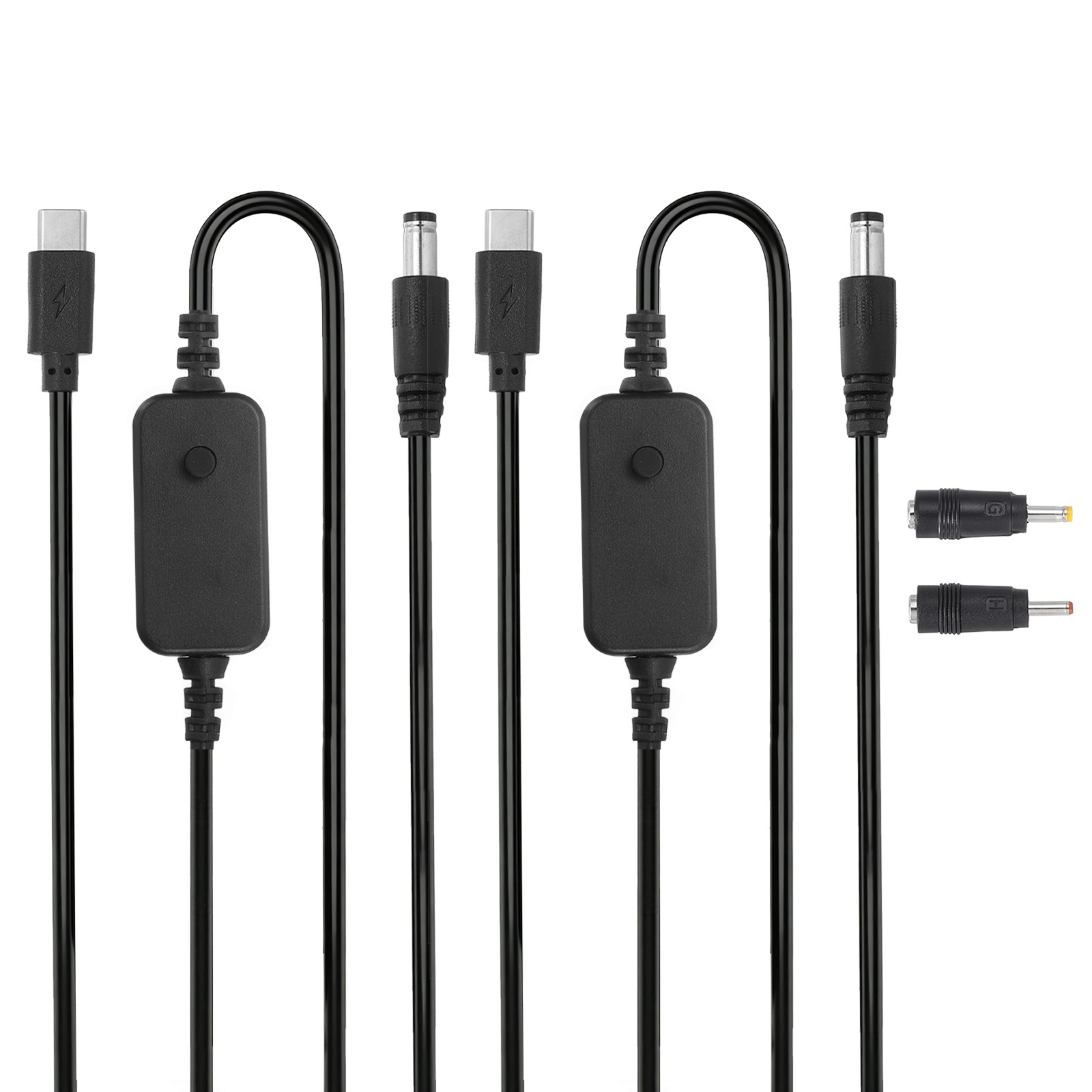2Pcs 1.18m/3.9ft 5V 9V 12V 15V 20V USB C to DC PD Adapter with 2 Connector Tips