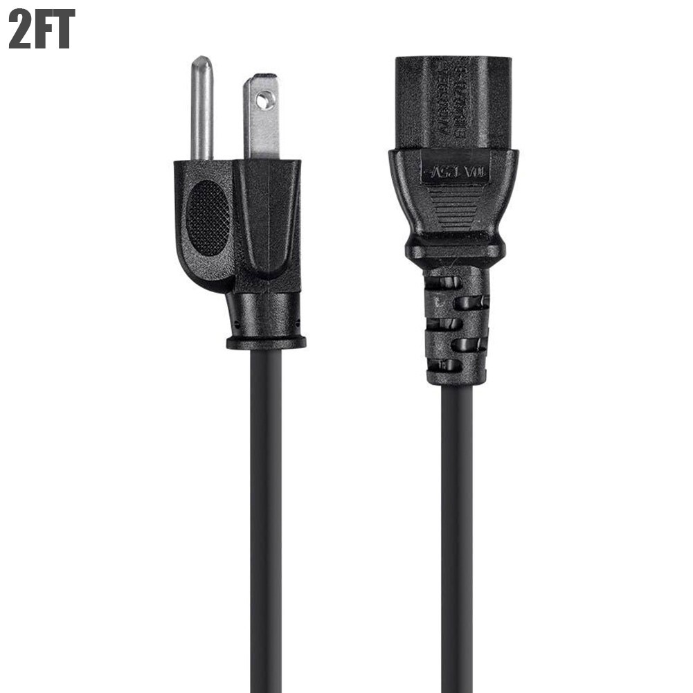 2FT-25FT 16 AWG 3 Prong NEMA 5-15P Male to IEC320 C13 Female PC Power Cord Cable