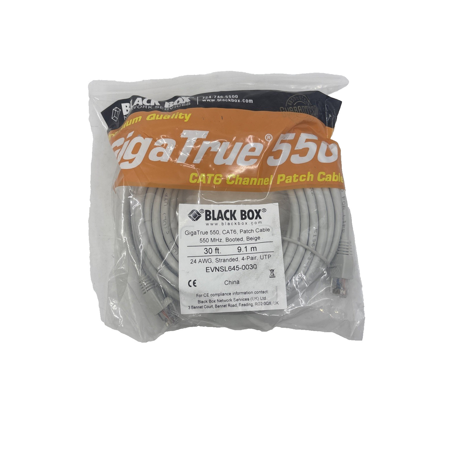 Black Box Gigatrue 30ft Cat6 Cable 550mhz Beige Booted