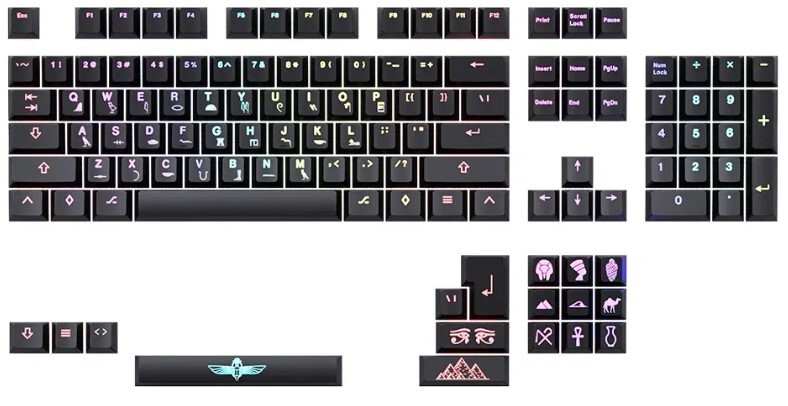CableMod Premium ABS Laser Keycap Set - CM Egypt (Black, OEM Profile, 121 Keys)