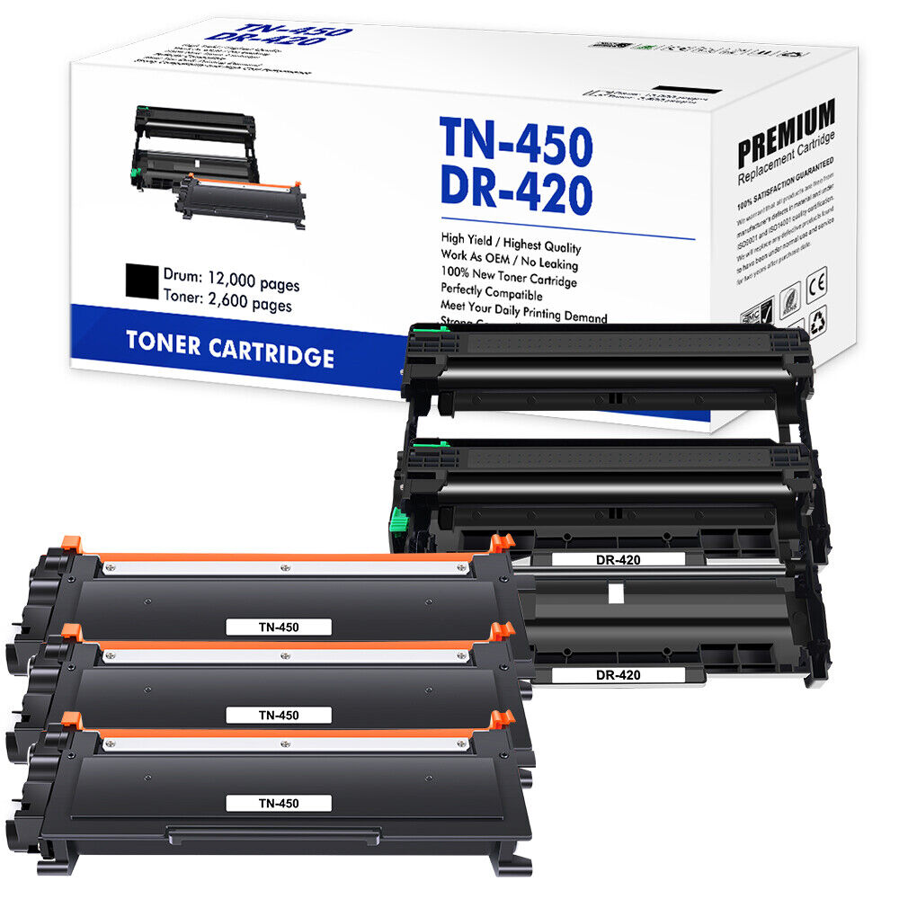 3x TN450 + 1x DR420 Toner Drum Combo for Brother HL-2270DW 2240 2280DW 7360N