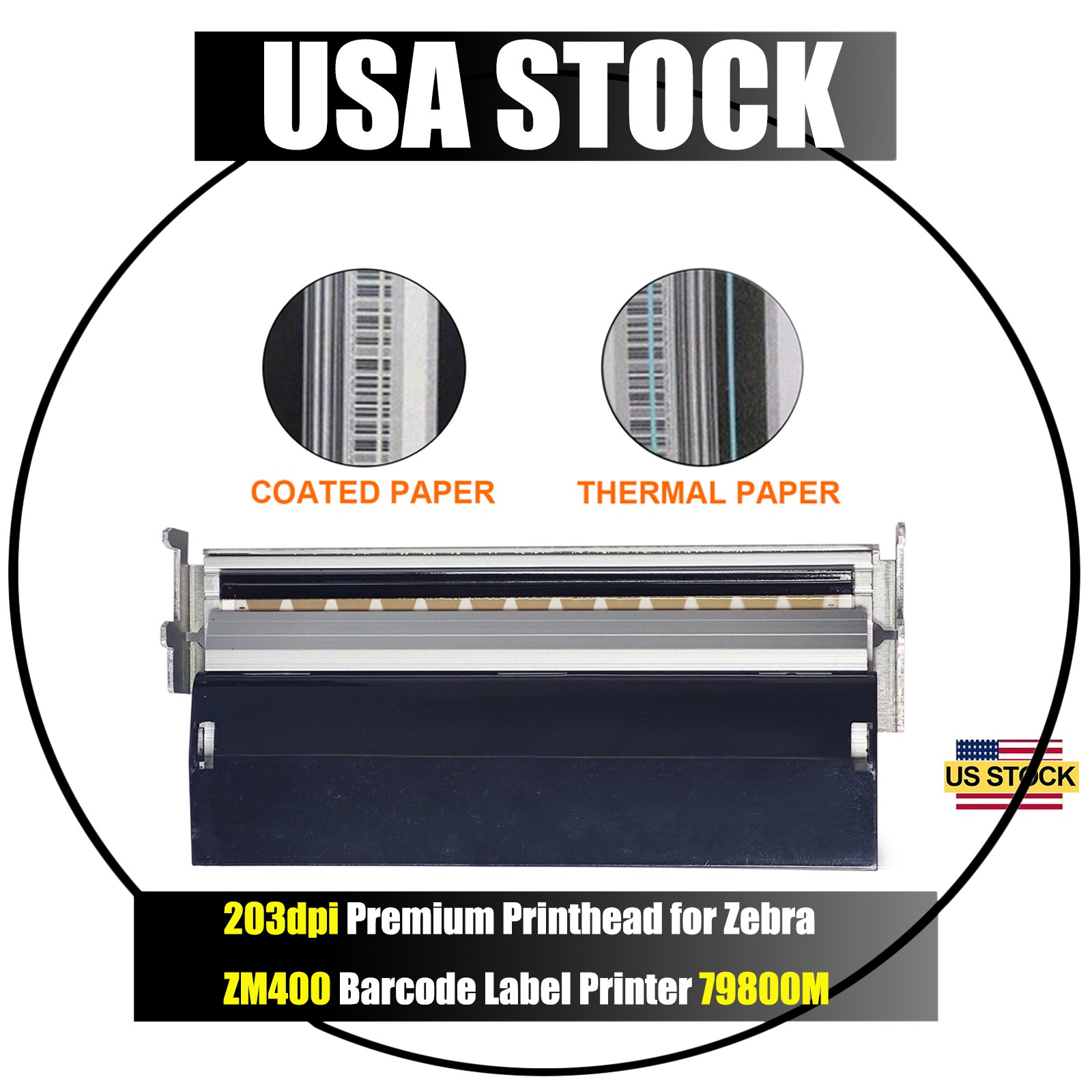 79800M Printhead for Zebra ZM400 Barcode Label Printer 203dpi  USA STOCK