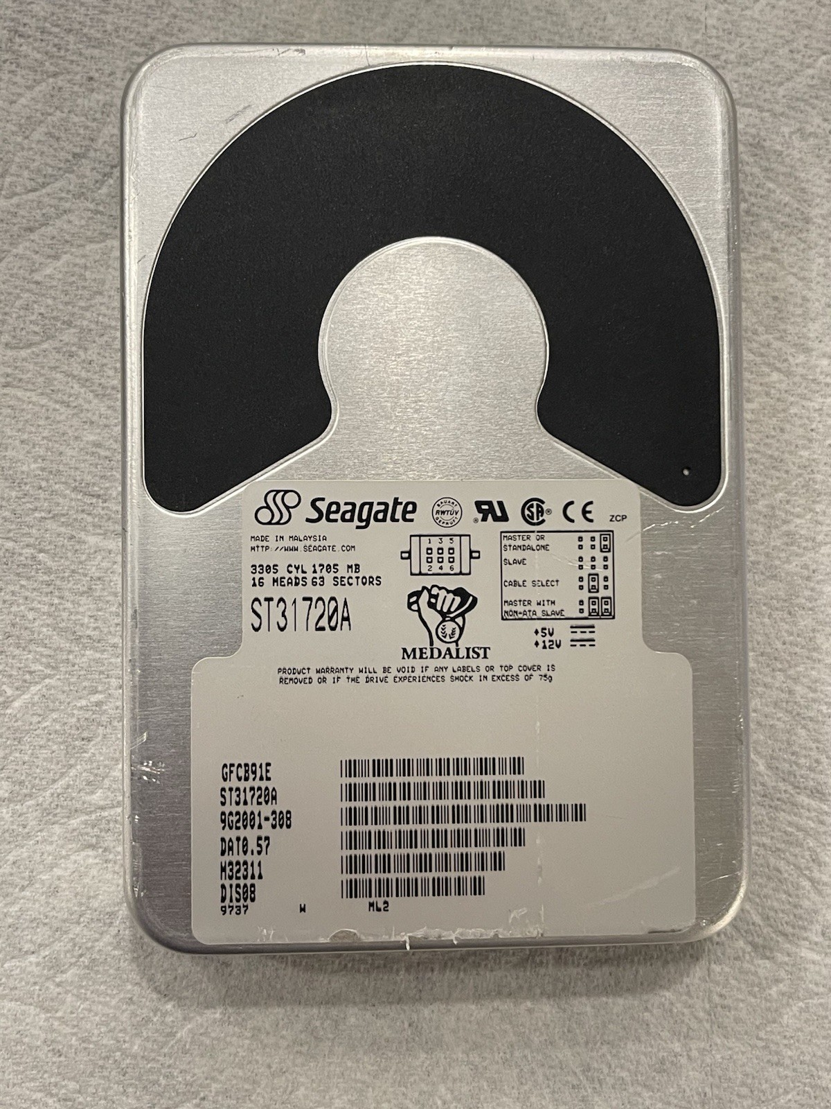 Hard Drive Seagate Medalist 1720 ST31720A 1.7GB 4500RPM 128KB ATA 3.5''