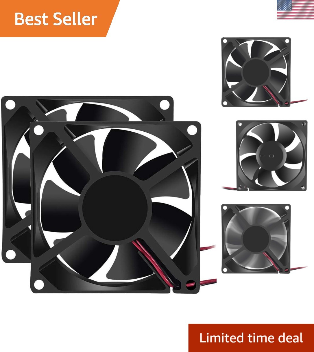 Reliable 2-Pack 80mm CPU Cooling Fans - 59 CFM Air Flow for Quiet Operation