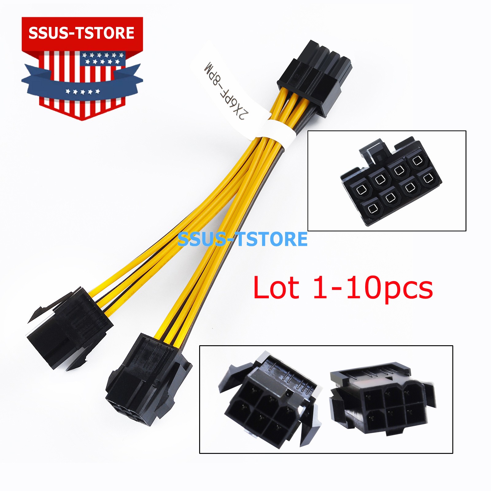 Lot For NVIDIA Dual 6Pin Female to 8Pin Male Power PCIe Video Card Power Y Cable