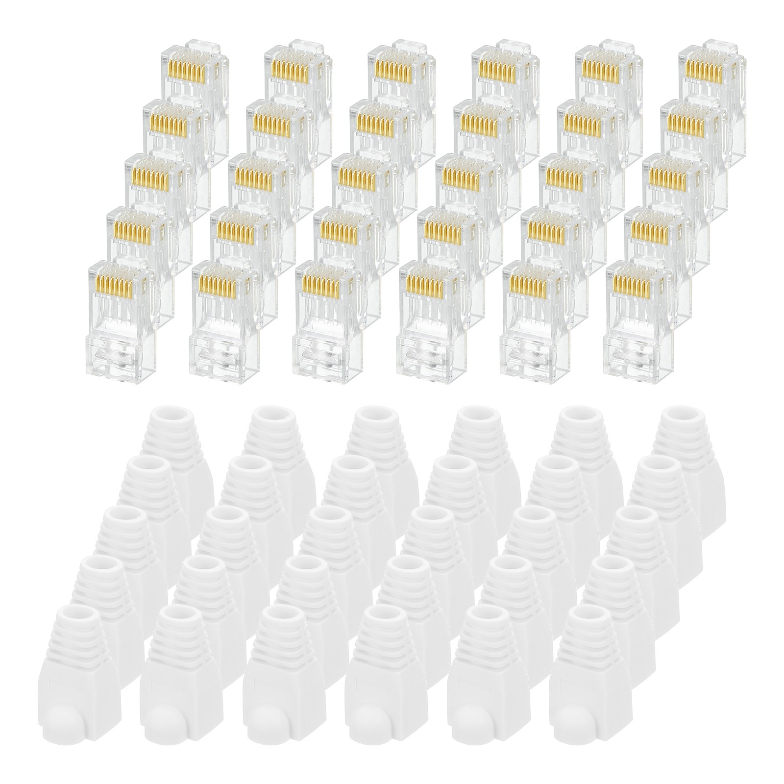 30 x Cat6 RJ45 Pass Through Connectors with 30pcs Blue Strain Relief Boots