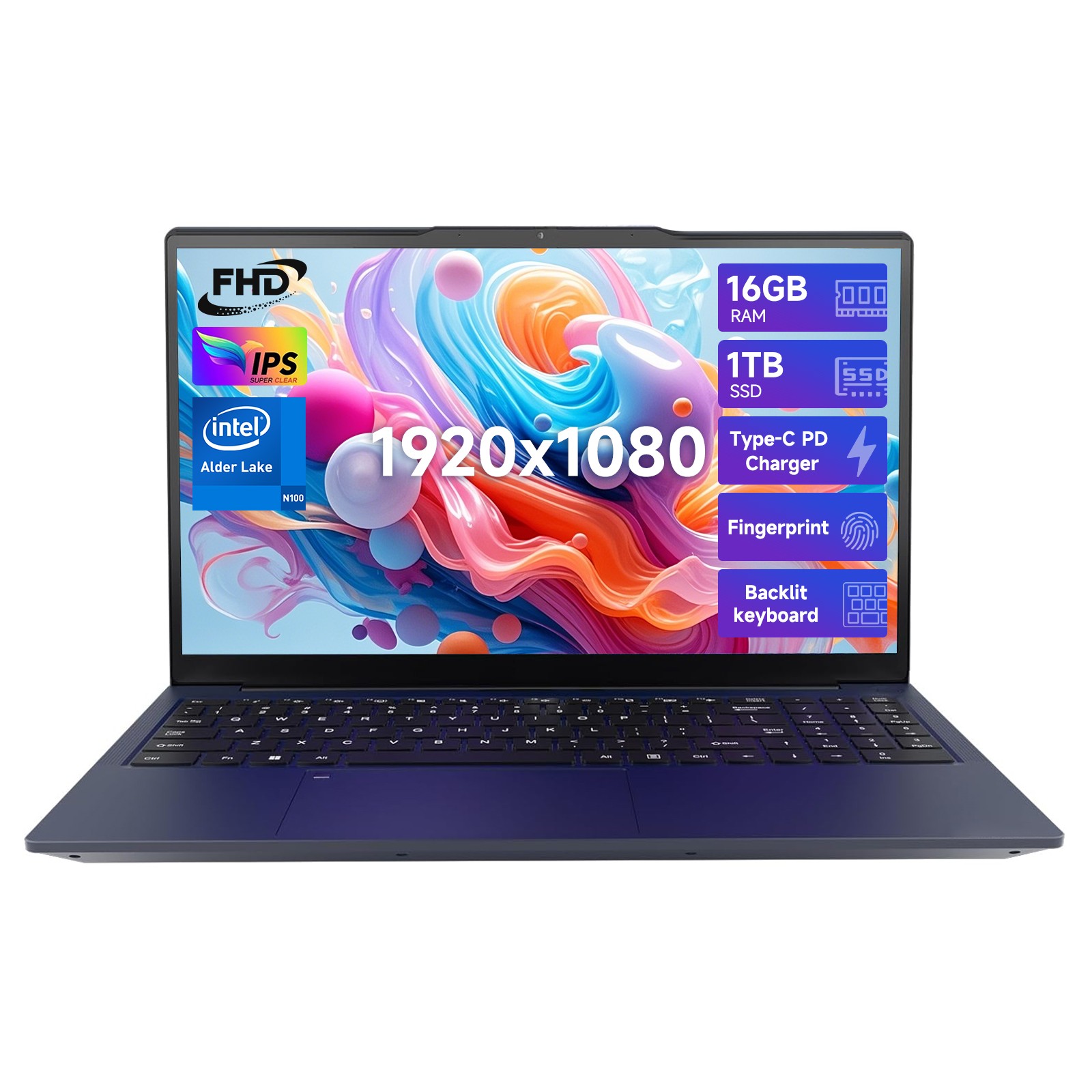 15.6 IPS FHD Laptop Intel Pentium N100 Backlit keyboard 3.4GHz Windows 11 Wifi 6