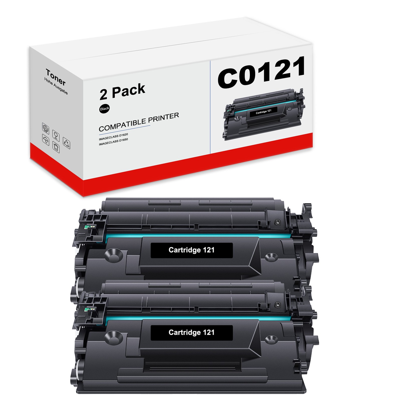 CRG121 2PK Compatible With Canon 121 Black Toner 3252C001 ImageClass D1650 D1620