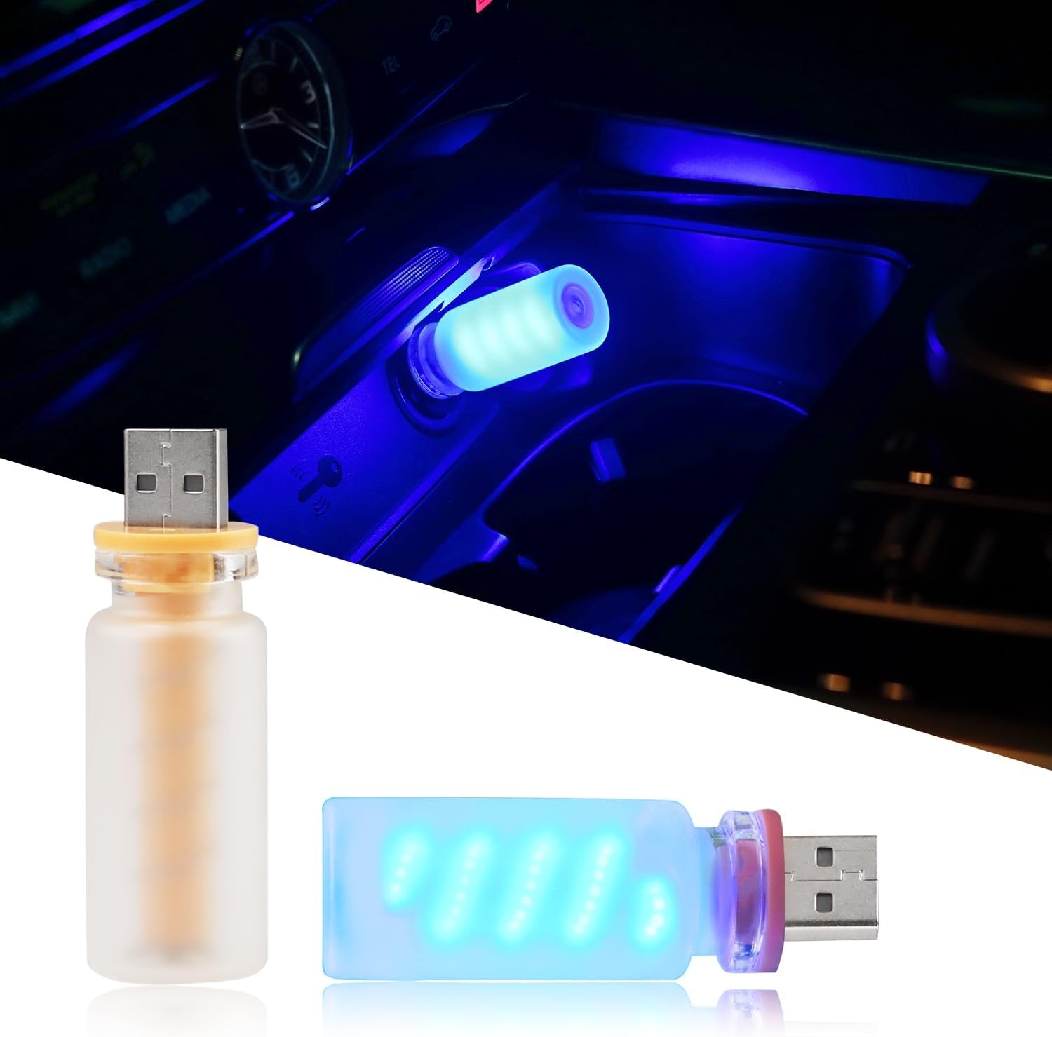 2PCS Plug in USB Car Interior Ambient Lights Mini Spiral LED USB Night Lights