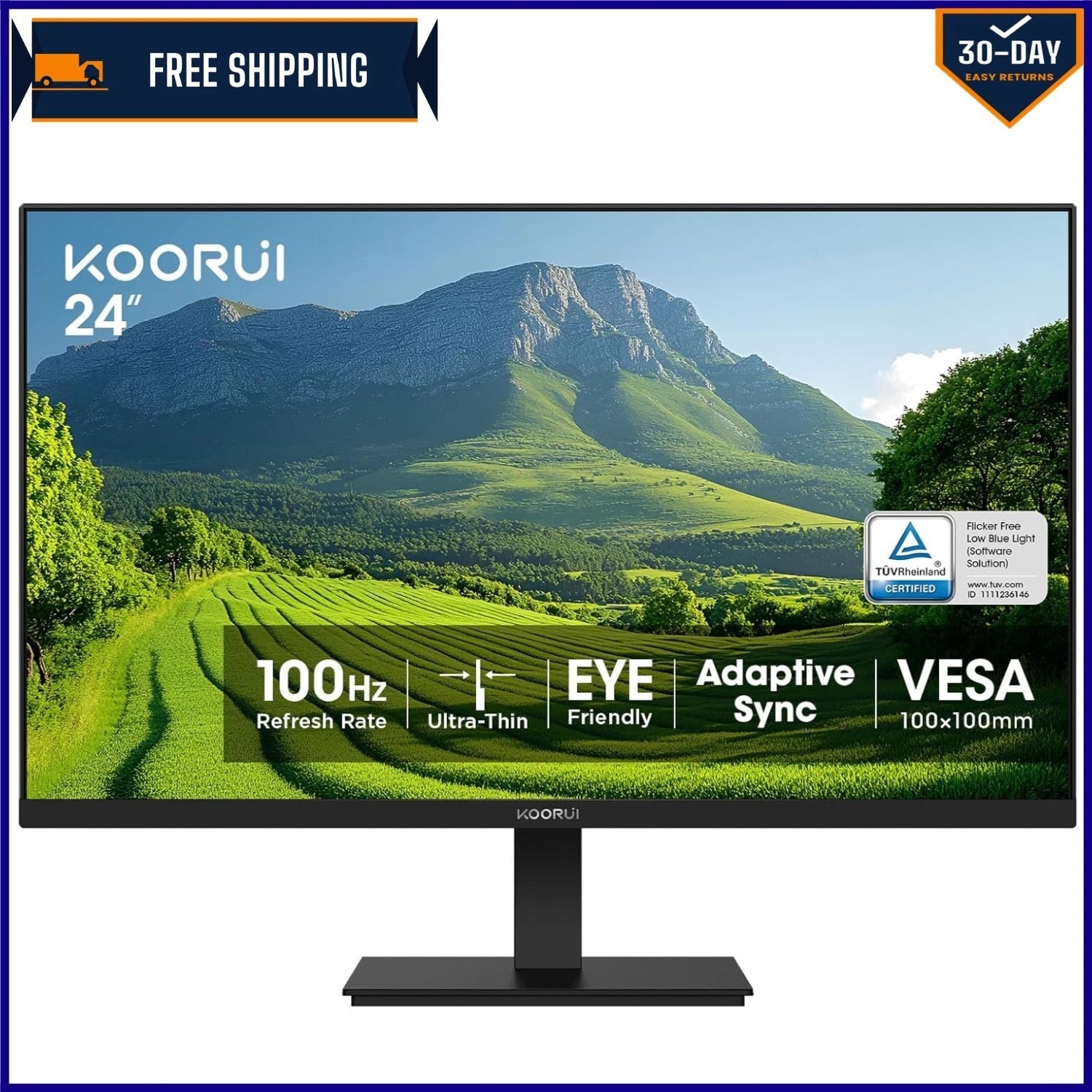 Elegant 24-Inch Frameless FHD Monitor with Adjustable Tilt & Slim Bezel Design