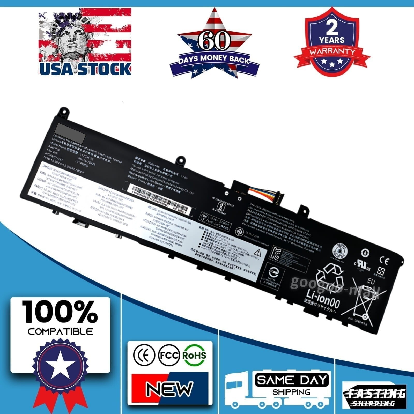 Genuine L17C4P72 L17C4P72 Battery For Lenovo ThinkPad X1 Extreme 1st Gen Series