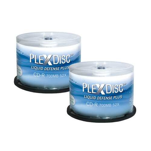 100 PC PlexDisc 52X 700 MB CD-R Water Resistant White Inkjet Printable 641-C14
