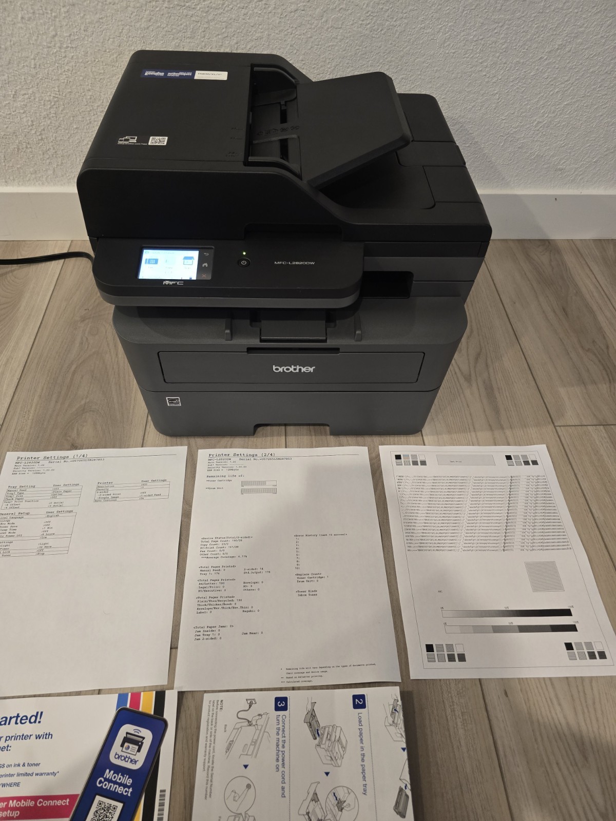 Brother Wireless MFC-L2820DW Monochrome Laser Printer Only 190 Pages OEM Toner