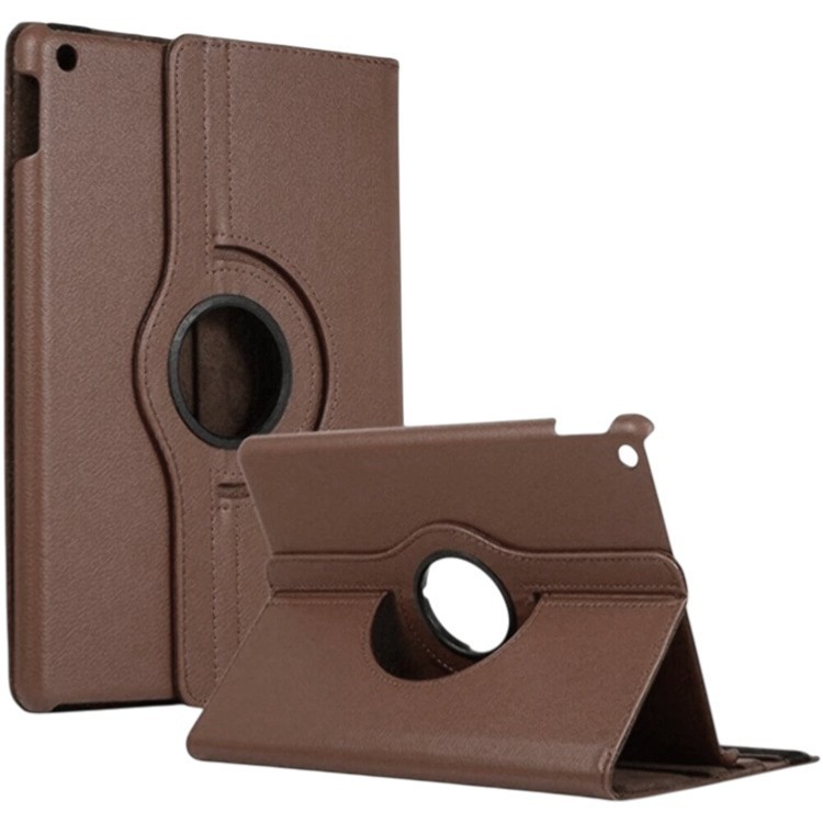 Leather Flip 360° Rotating Portfolio Stand Case Cover for iPad 7/8 10.2″ BROWN