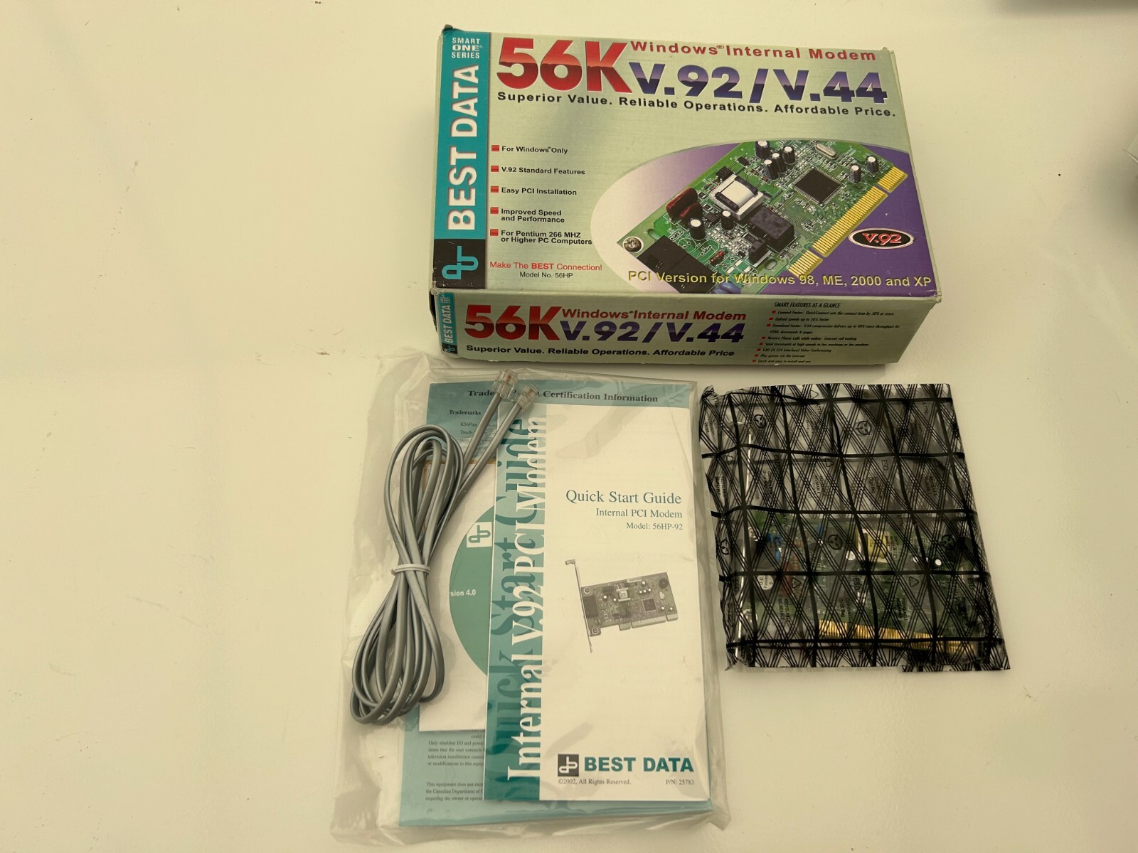 NEW Best data windows internal modem 56K v.92/v.44 PCI Windows 98 ME 2000 XP