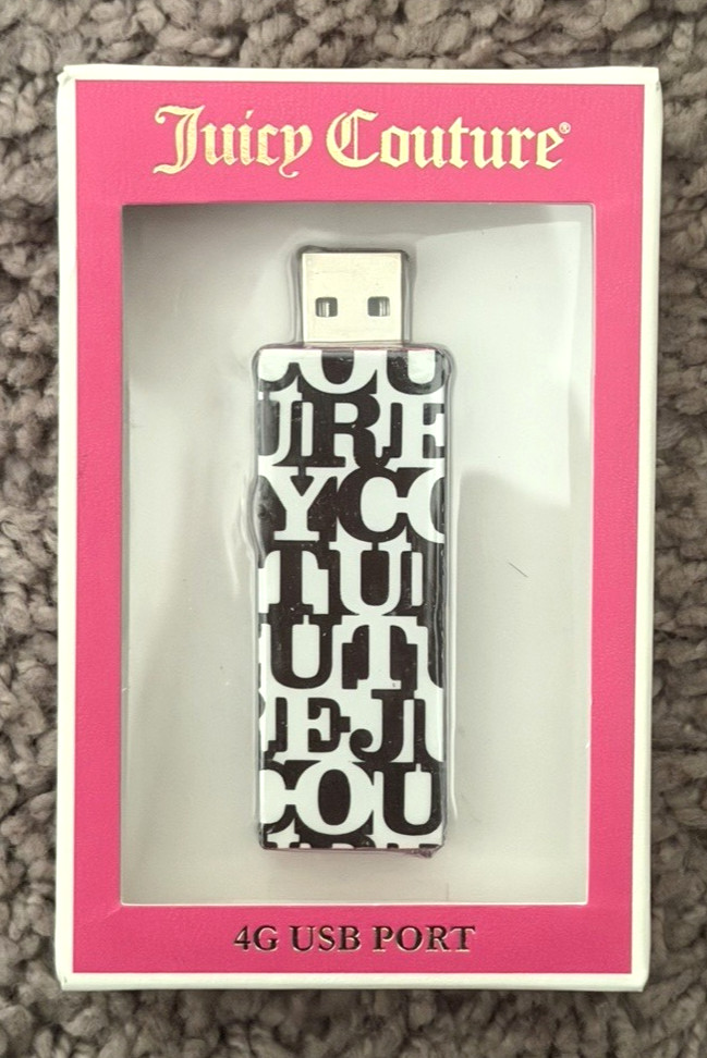 Juicy Couture 4 GB USB Port / Flash Drive NEW NIB - Black & White Logo Design