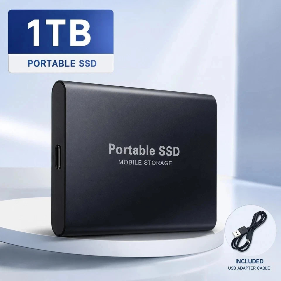 Portable External SSD 1TB 2TB 4TB 16TB USB 3.1 Type-C High Speed Black  FAST SHI