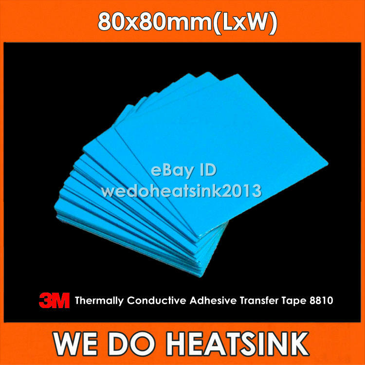 8pcs 3M 8810 80x80mm Blue Thermal Adhesive Transfer Heat Sink Cooler Tape