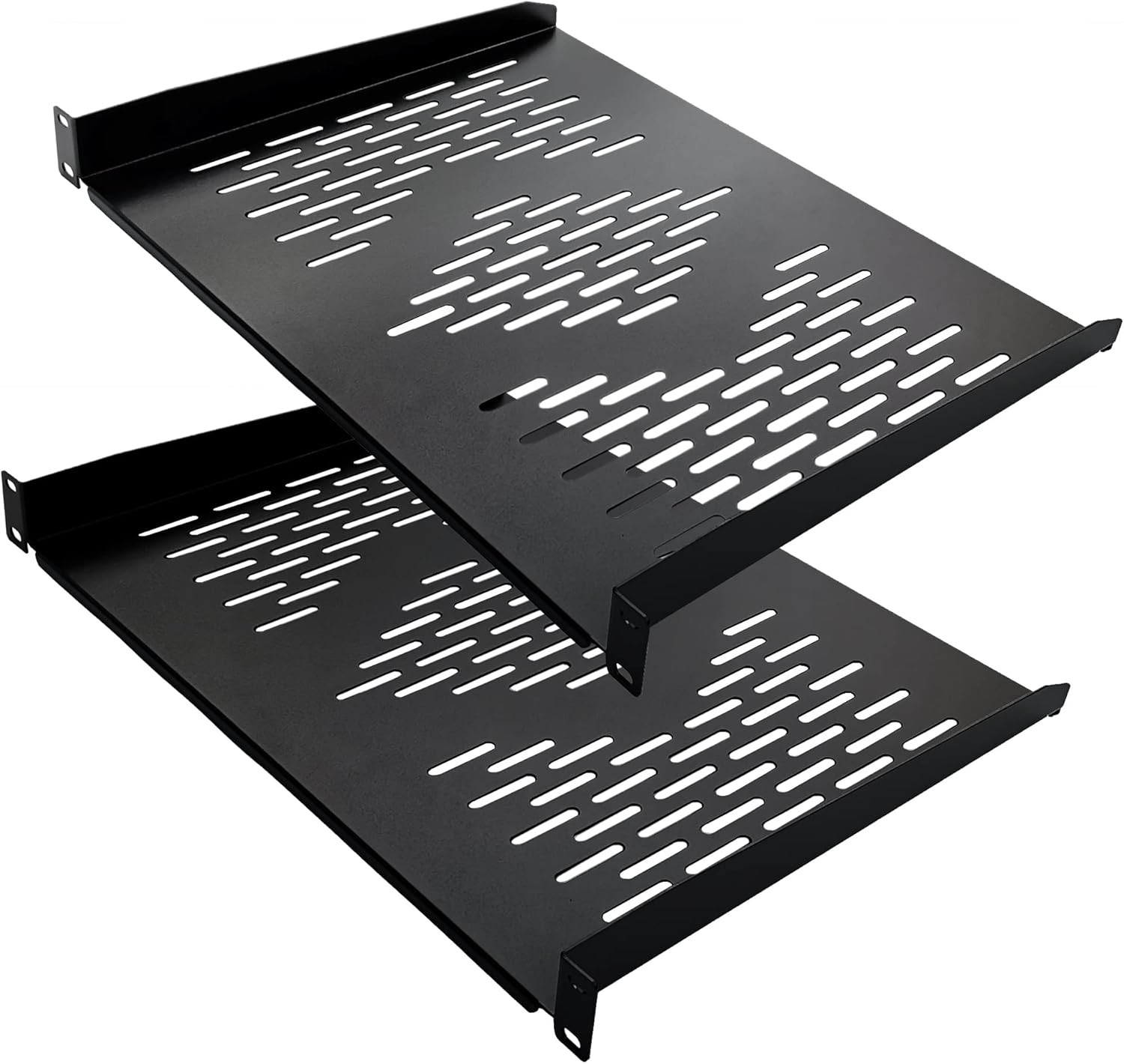 RIVECO 2 Pieces 1U Rack Shelves 19” Tray Cabinet Mount Vented Cantilevers for Ne