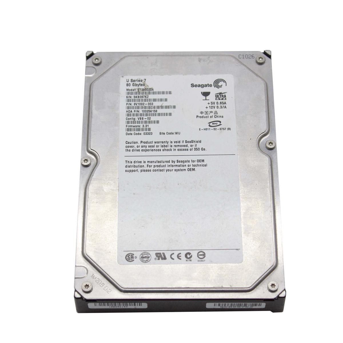 Hard Disk HDD IDE PATA 3.5" 80GB Seagate ST380022A Desktop Computer