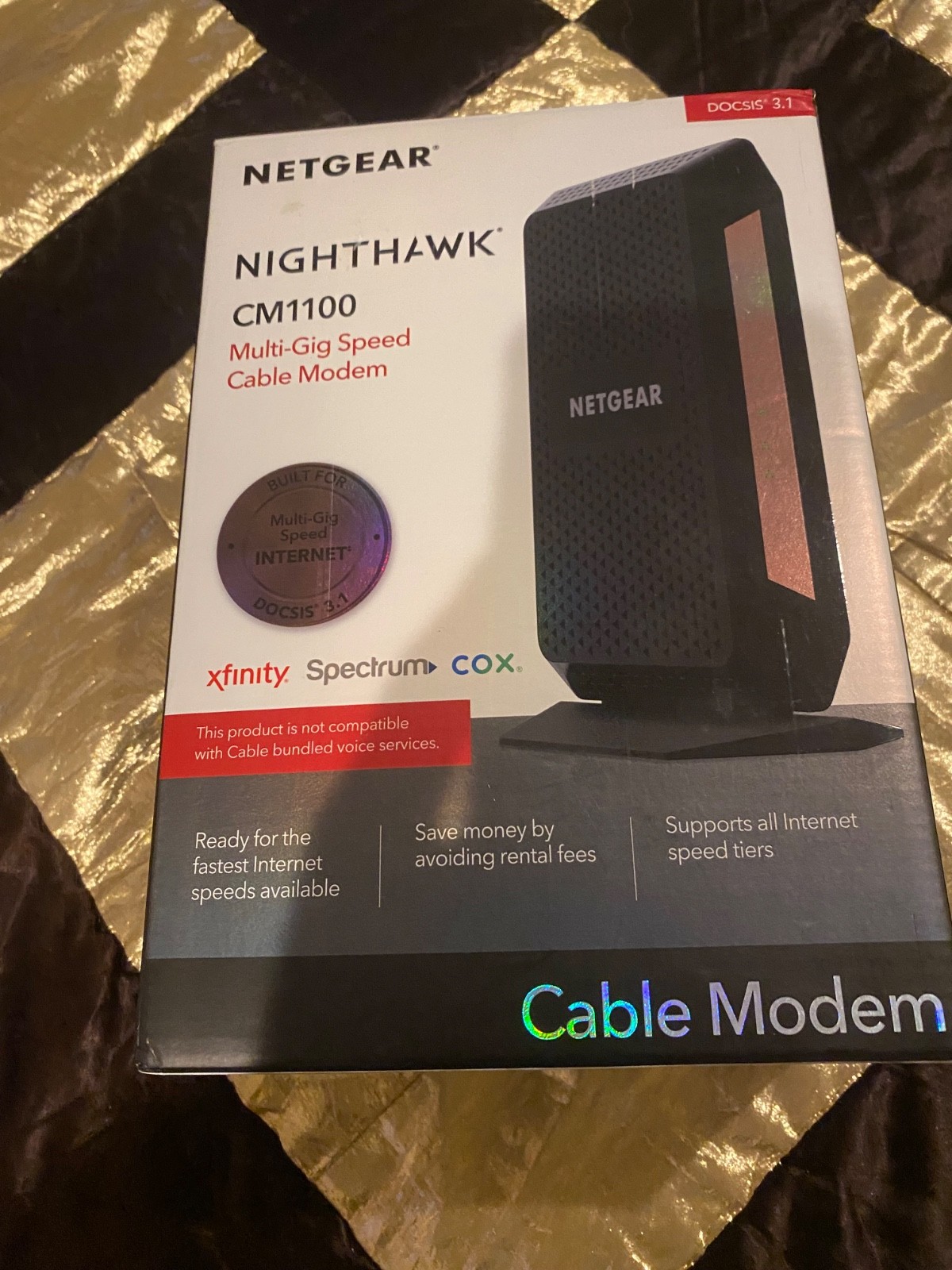 Netgear Nighthawk CM1100 DOCSIS 3.1 Multi-Gig Cable Modem w/ power ac cord