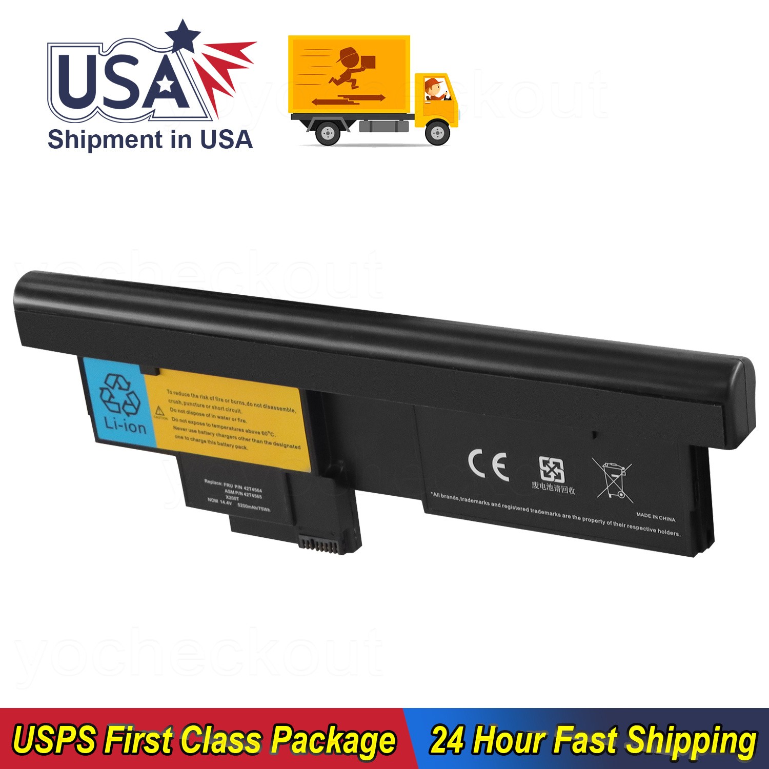 X200T/43R9257 Battery 5200mAh For Lenovo ThinkPad FRU 42T4542, FRU 42T4649