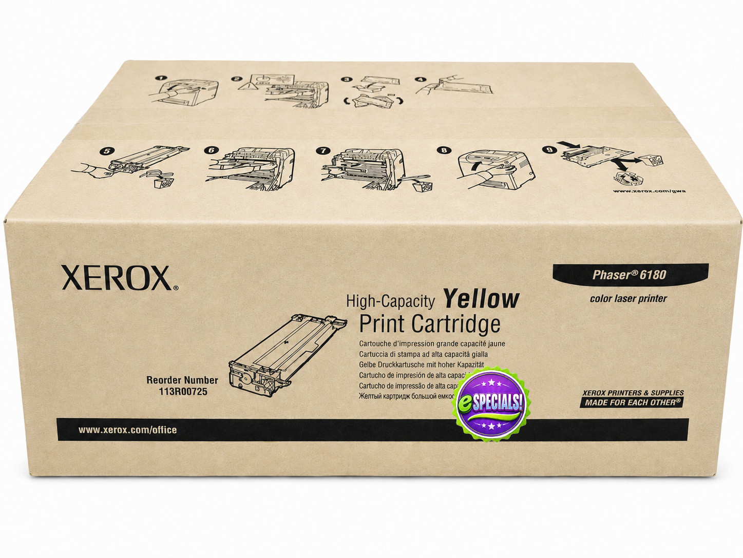 Genuine Xerox 113R00725 Yellow Toner, Brand New Sealed Box, We Ship Fast