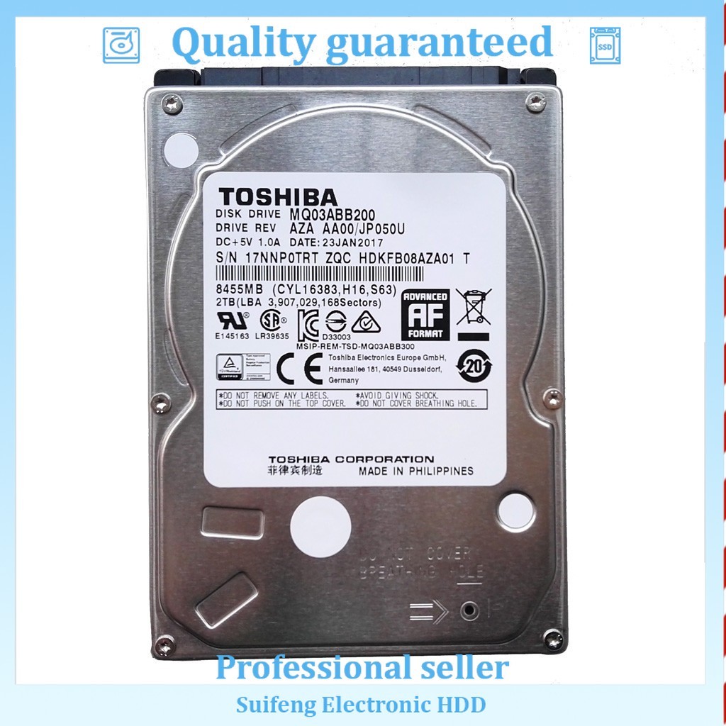 Toshiba 2TB MQ03ABB200 5400RPM 16MB SATA 2.5" Laptop HDD Hard Disk Drive 15mm