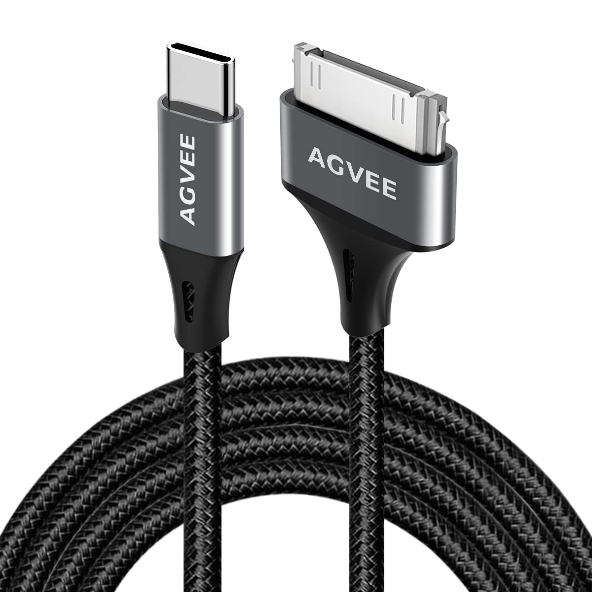 AGVEE [2 Pack 3ft USB-C to 30 Pin Cable for Old iPhone 3.3ft+3.3ft, Dark Gray 