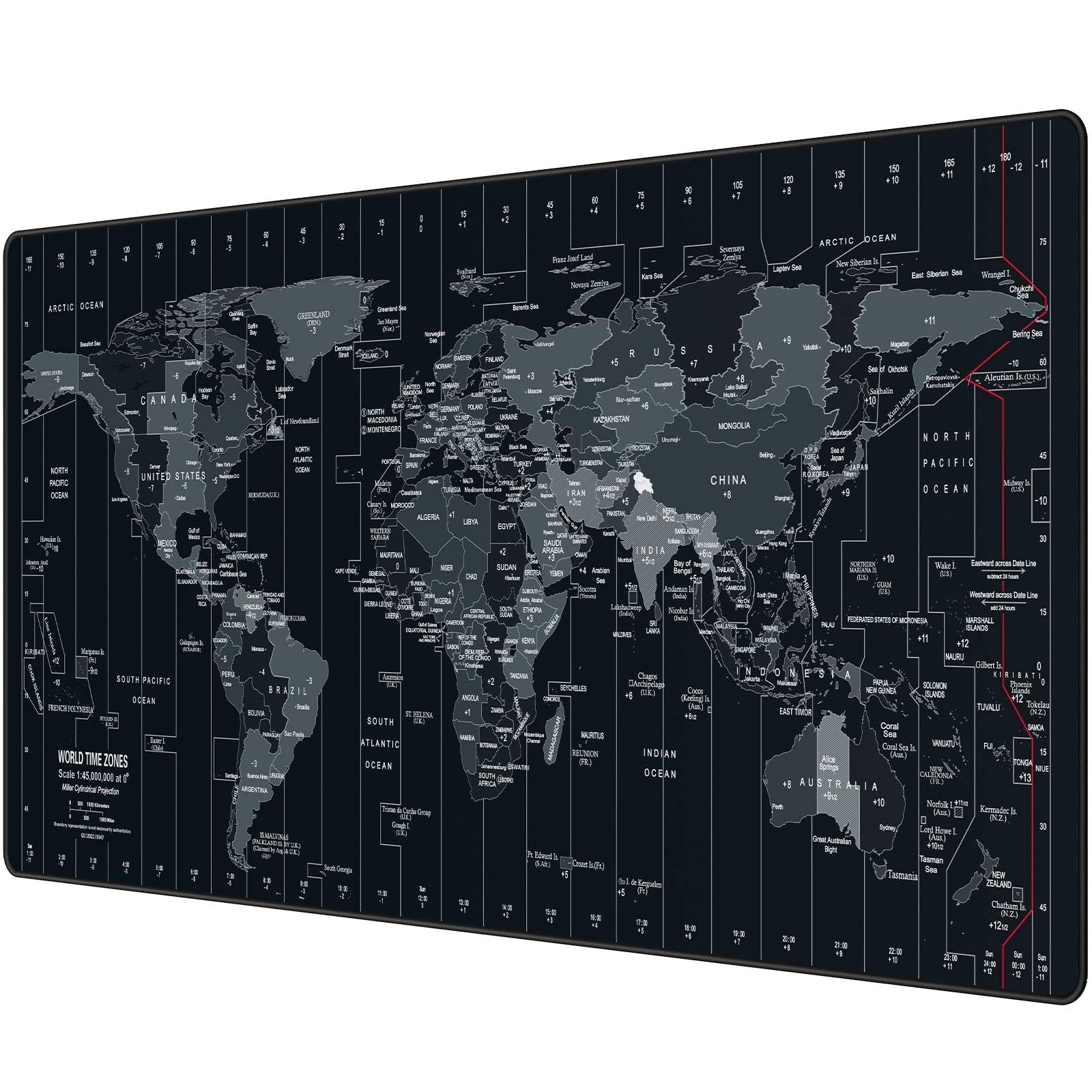 Large Mouse Pad 35.4x15.7 Inch World Map - XXL Gaming Desk Mat with Non-Slip ...