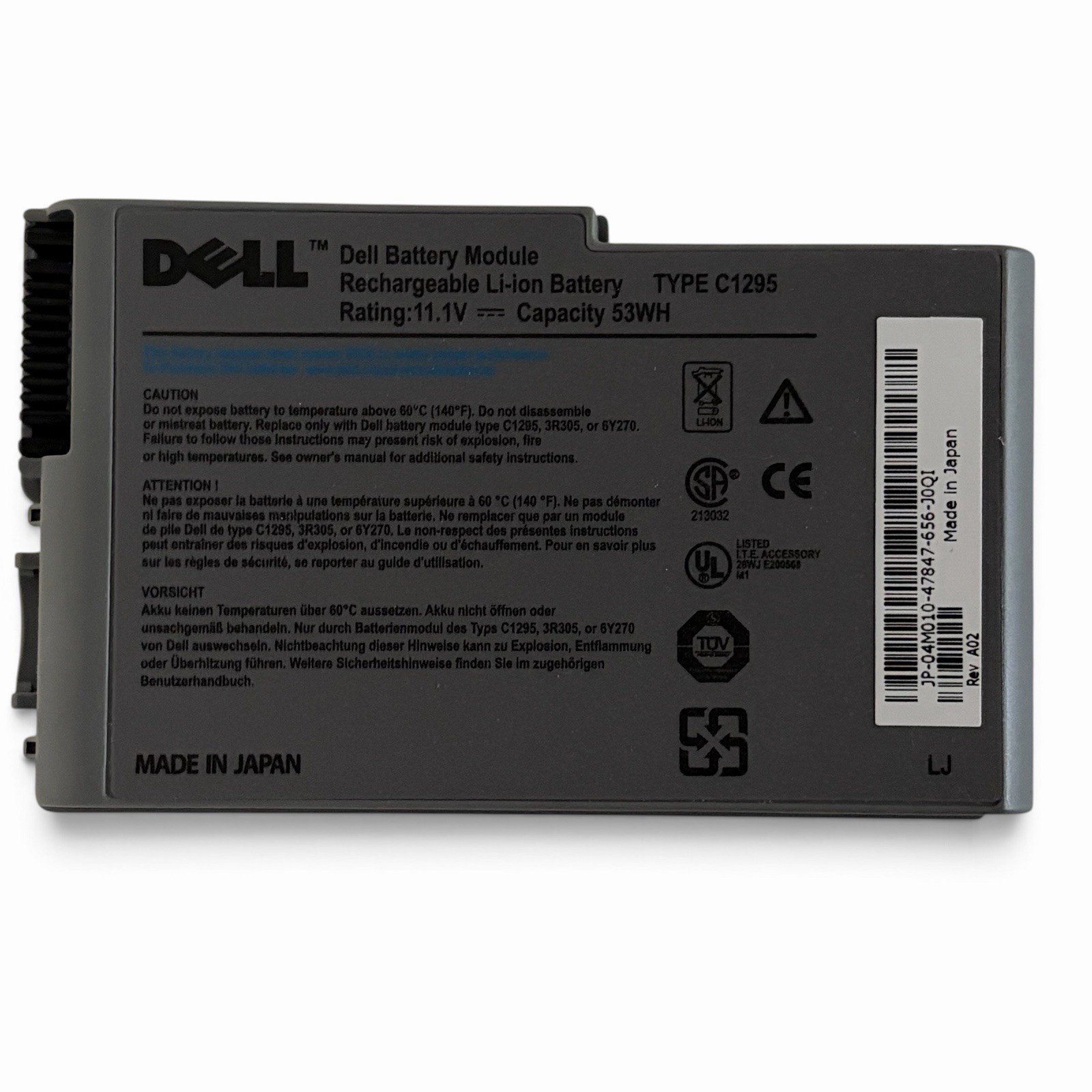 Vintage Genuine OEM Dell Latitude D600 D610 Battery C1295 4P894 4700mAh 11.1V