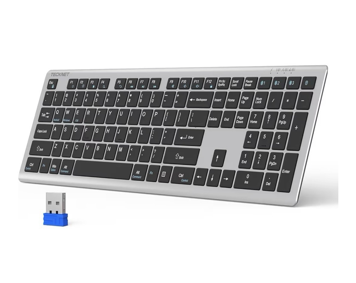 TECKNET Bluetooth Keyboard Rechargeable 4-Device (2.4G+BT)
