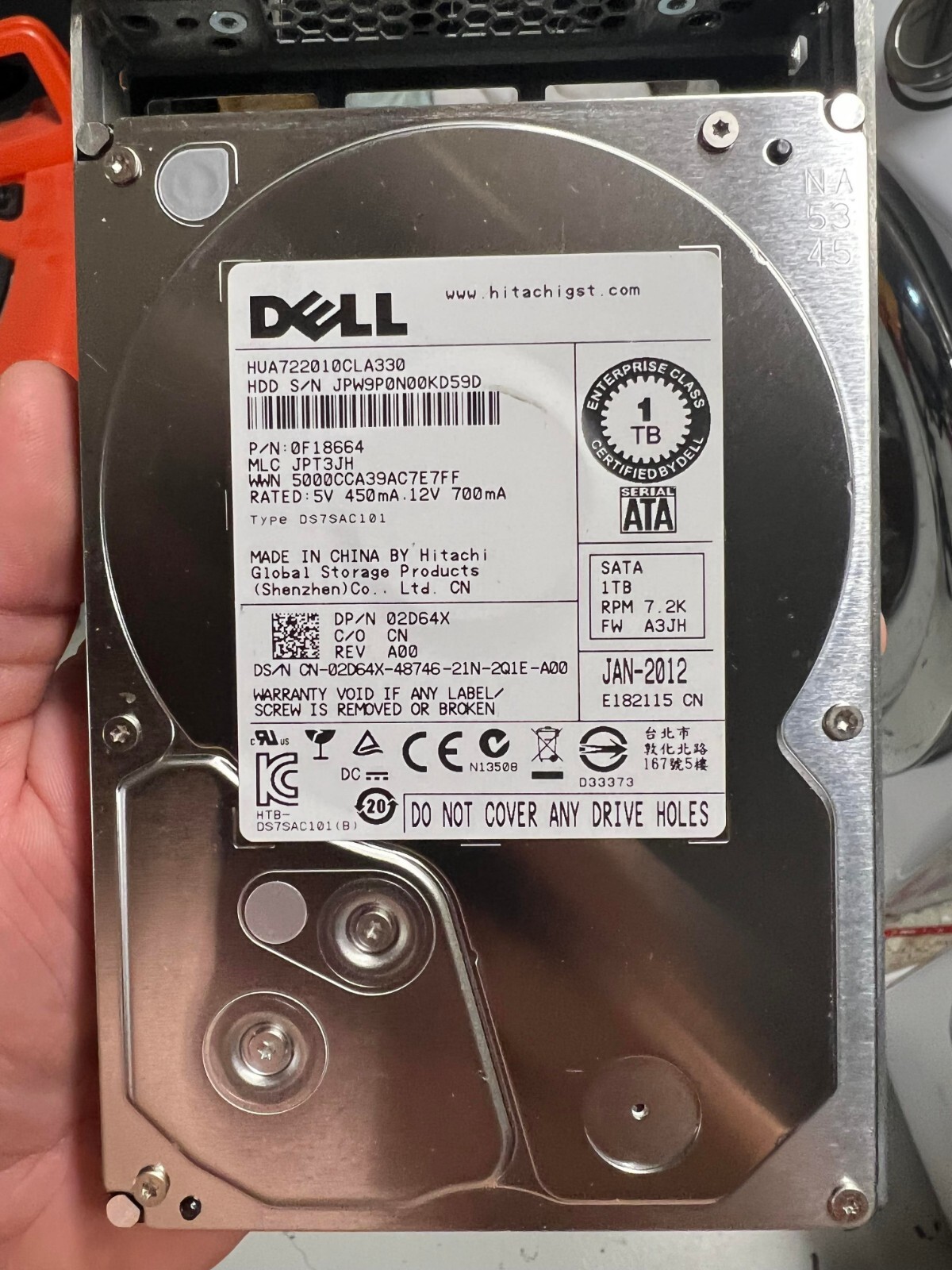0F18664 Hitachi 1TB 7200RPM SATA 3.0 Gbps 3.5" 32MB Cache Ultrastar Hard Drive