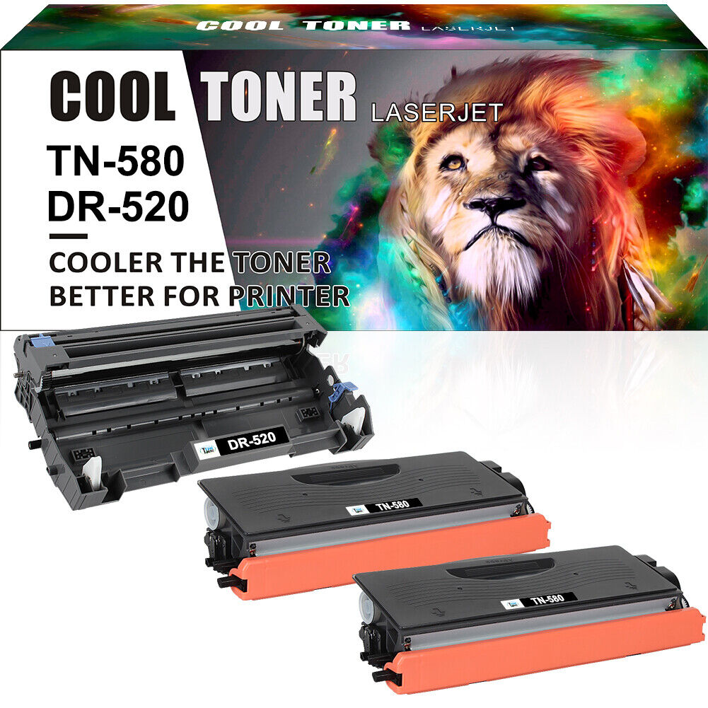 Compatible With Brother 2x TN580 Toner + 1x DR520 Drum MFC-8460N 8660DN HL-5240