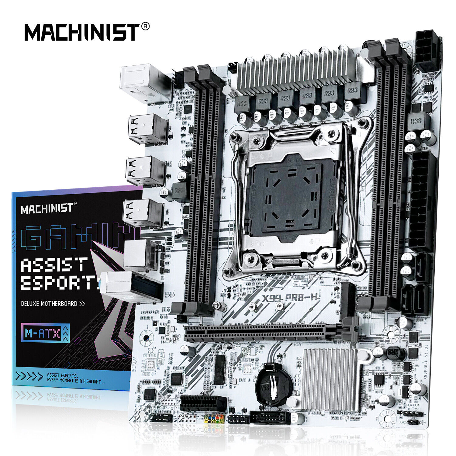 MACHINIST White Motherboard LGA 2011-3 X99 PR8 with DDR3 NVME/SATA M.2 SATA 2.0
